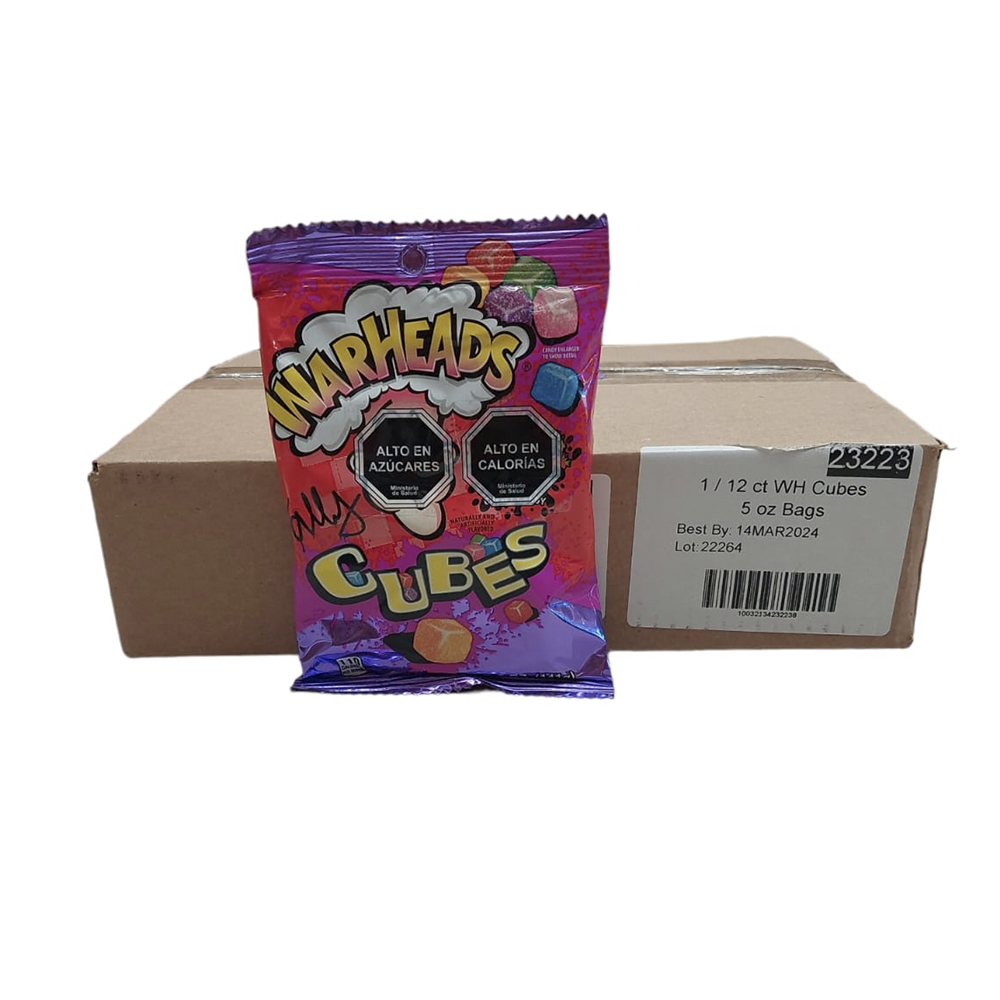 WARHEADS PEG BAG CHEWY CUBES 5OZ
