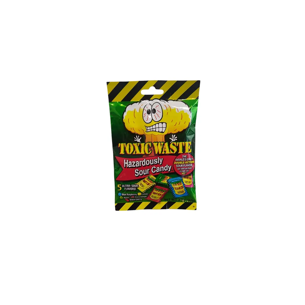 TOXIC WASTE HAZARDOUSLY SOUR CANDY BAG 2OZ