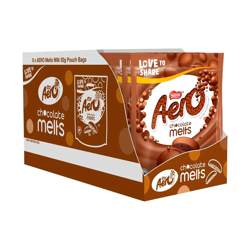NESTLE AERO MELTS MILK CHOCOLATE POUCH 8X 92G