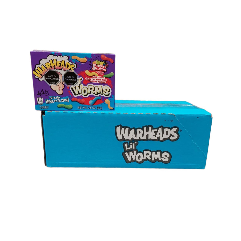 WARHEADS LIL WORMS VIDEO BOX 3.5OZ